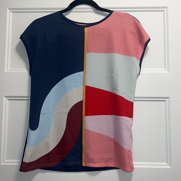 TED Baker Hasel Mississippi Abstract Design Top, Navy/Multi Size 1/ US 4 - Picture 3 of 14
